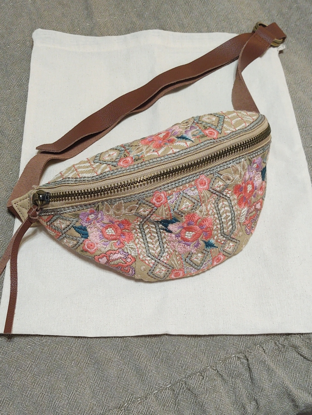 Johnny Was Embroidered Floral Belt Bag Fanny Pack